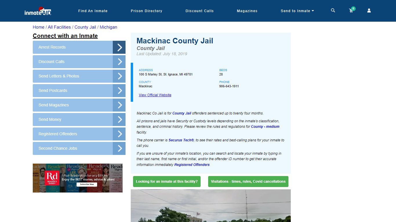 Mackinac County Jail - Inmate Locator - St. Ignace, MI