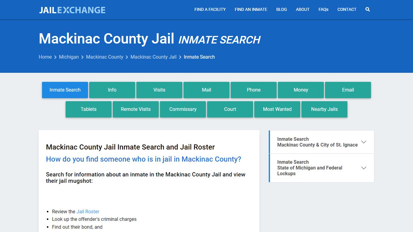 Inmate Search: Roster & Mugshots - Mackinac County Jail, MI